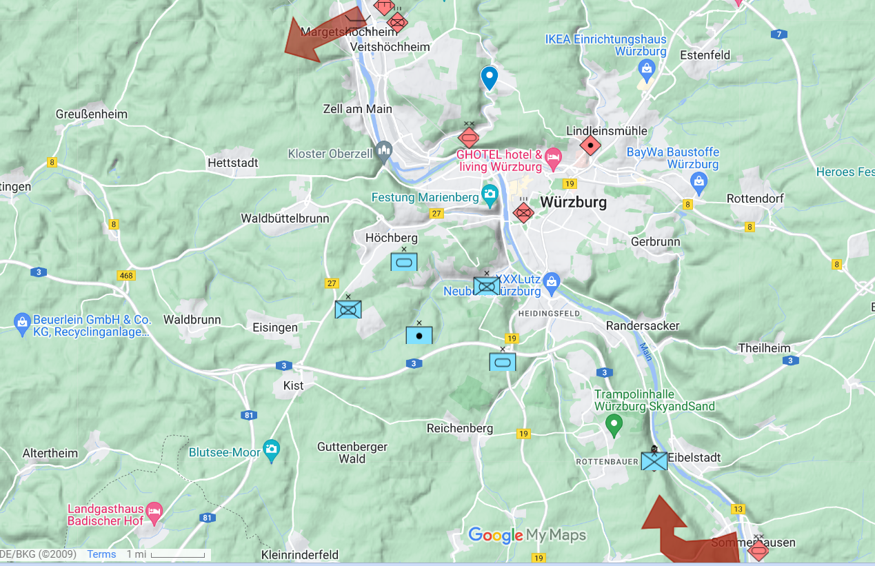 A Map of the Battle of Wurzburg from Fire and Maneuver: 1981